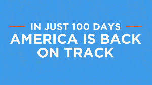 In just 100 days America is back on track! Promises kept 150 million checks in hands Promises kept 200 million vaccines in arms Thank you President Biden & Democrats! 