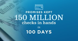 Promises Kept: 150 million checks in hands in 100 days 