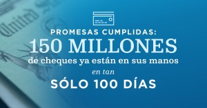Promesas cumplidas: 150 millones de cheques ya están en sus manos en tan sólo 100 días