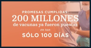 Promesas cumplidas: 200 millones de vacunas ya fueron puestas en tan sólo 100 días